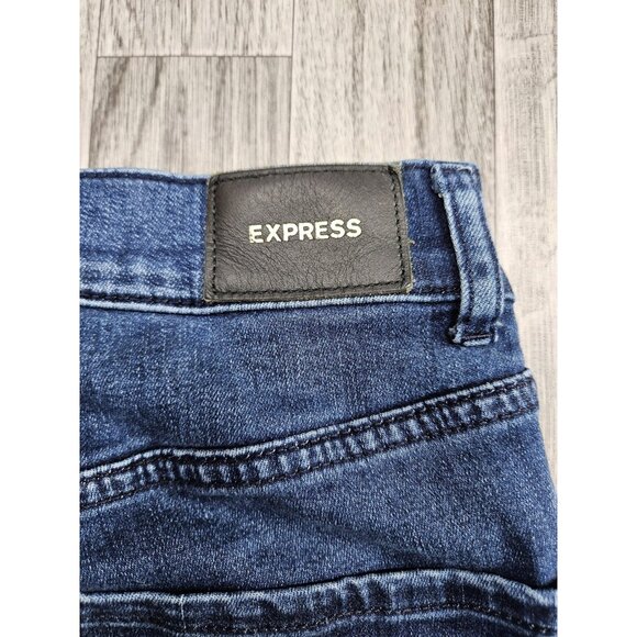 Express Jeans Womens 4 Short Blue Skinny High Rise Raw Hem Stretch Ankle Denim - Picture 5 of 13